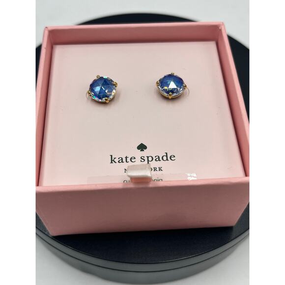 Kate Spade Bright Ideas Blue Sapphire CZ Prong Set Classic Stud Earrings New - Picture 3 of 8